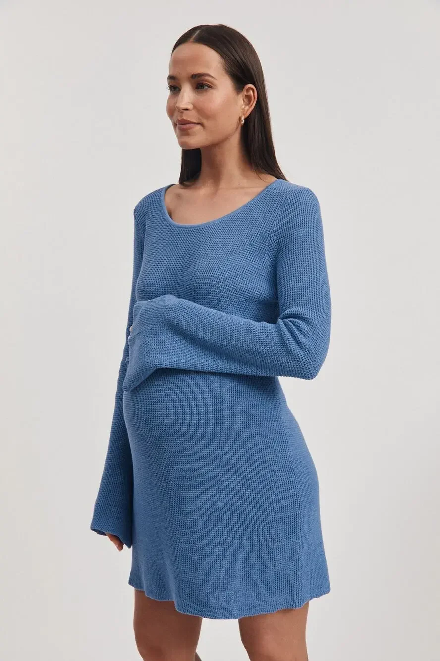 Légoe Heritage Sabine Crochet Mini Long Sleeve Maternity Dress Blue L